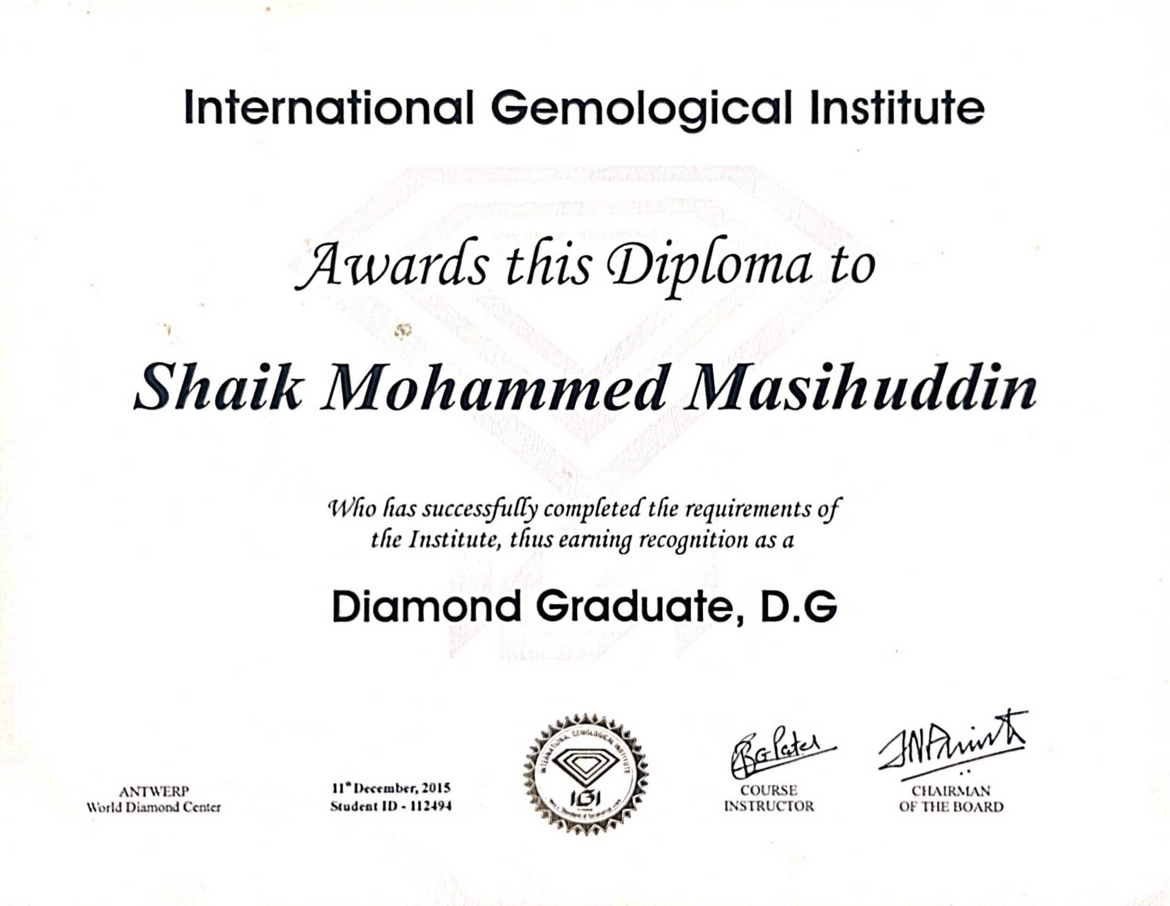 Diamond Graduate, D.G